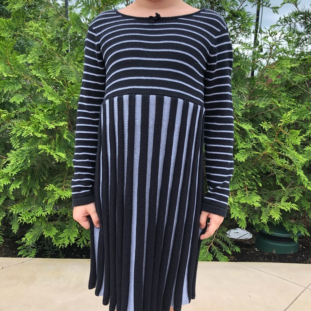 Black and Gray Sweater Dress